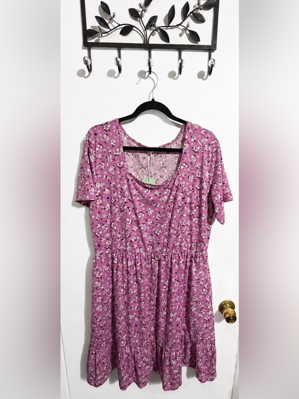 AUSELLY Pink Floral Dress with Pockets | Size 2XL | Short Sleeve | New with Tags